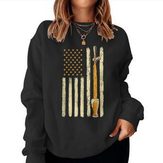 Craft Beer Tap Distressed American Flag Patriotic Alcohol Women Sweatshirt | Mazezy