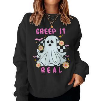 Creep It Real Retro Halloween Cute Boo For & Women Sweatshirt | Mazezy