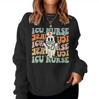 Critical Care Nurse Icu Neonatal Ghost Halloween Nursing Women Sweatshirt - Monsterry UK