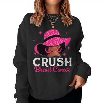 Crush Breast Cancer Awareness Black Pink Queen Warrior Women Sweatshirt - Seseable