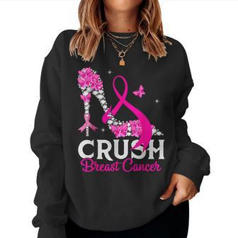 Crush Breast Cancer Awareness High Heel Pink Ribbon Women Sweatshirt - Monsterry DE