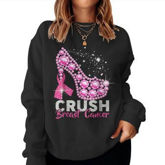 Crush Breast Cancer Awareness Pink Ribbon High Heel Women Sweatshirt - Seseable