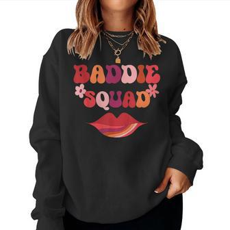Cute Baddie Squad 70S Groovy Design For Hot Women And Girls Women Crewneck Graphic Sweatshirt - Seseable