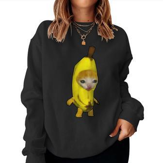 Cute Banana Cat Happy Bananacat Meme Kitty Cat Lovers Meme Meme Women Sweatshirt | Mazezy