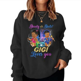 Cute Beauty Or Beat Gigi Loves You -Gender Reveal Party Women Sweatshirt | Mazezy