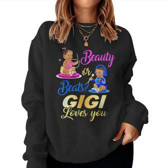 Cute Beauty Or Beat Gigi Loves You - Gender Reveal Party Women Crewneck Graphic Sweatshirt - Monsterry