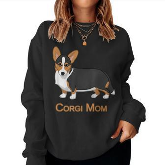 Cute Black & Tan Cardigan Welsh Corgi Mom Dog Lover Women Sweatshirt | Mazezy