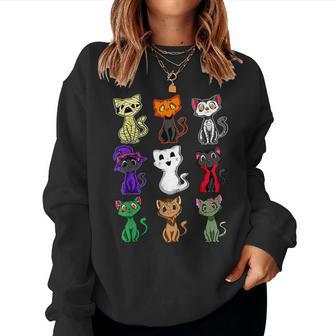 Cute Black Cat Halloween Costume Cat Mom Girls Women Sweatshirt - Thegiftio UK