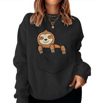 Cute Chillin Sloth Pocket Friend Funny Sloth In Your Pocket Women Crewneck Graphic Sweatshirt - Thegiftio UK