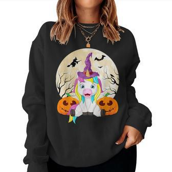 Cute Halloween Girls Witchy Unicorn Hallowee Women Sweatshirt - Thegiftio UK