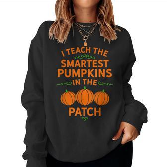 Cute Halloween Lover Pumpkin Teacher Educator Autumn Fall Pumpkin Teacher Women Sweatshirt | Mazezy