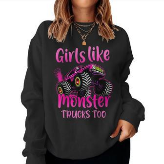 Cute Monster Truck Girls Like Monster Trucks Too Women Sweatshirt - Monsterry