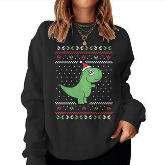 Cute T-Rex Dinosaur Ugly Christmas Sweater Style Women Sweatshirt | Mazezy