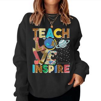 Cute Teach Love And Inspire Men Women Teacher Women Sweatshirt - Seseable