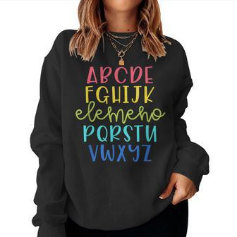 Cute Teacher - Alphabet - Elemeno Women Crewneck Graphic Sweatshirt - Thegiftio UK