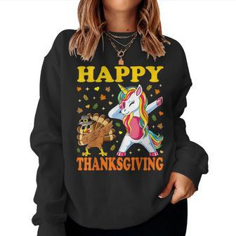 Cute Unicorn Thanksgiving For Girls Pilgrim Hat Turkey Women Sweatshirt | Mazezy