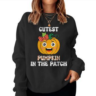 Cutest Pumpkin In The Patch Baby Girl Halloween Fall Women Sweatshirt - Monsterry UK