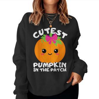 Cutest Pumpkin In The Patch Halloween Costume Girls Toddlers Women Sweatshirt - Seseable