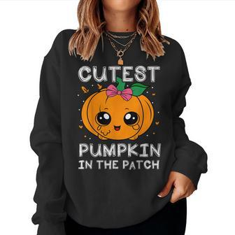 Cutest Pumpkin In The Patch Halloween Costume Toddlers Girls Women Sweatshirt | Mazezy