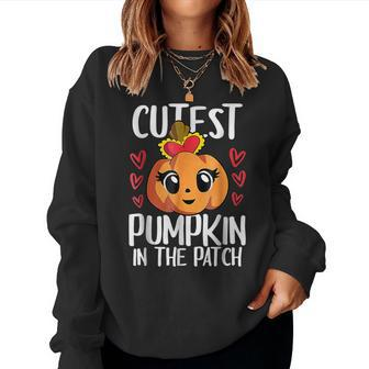 Cutest Pumpkin In The Patch Kid Girls Thanksgiving Women Sweatshirt - Seseable