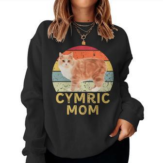 Cymric Cat Mom Retro Vintage Cats Lovers & Owners Women Sweatshirt | Mazezy