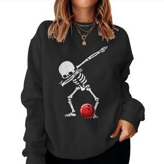 Dabbing Bowling Skeleton Bowler Women Sweatshirt | Mazezy