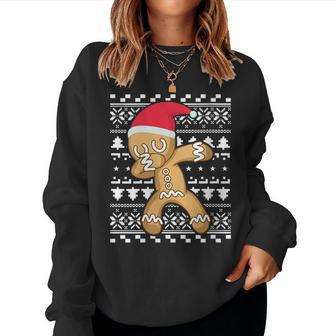 Dabbing Gingerbread Man Ugly Christmas Sweater Women Sweatshirt | Mazezy