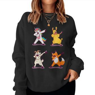 Dabbing Halloween Unicorn Llama Fox Goat Pumpkin Scary Boys Women Sweatshirt | Mazezy