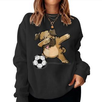 Dabbing Pug Dog Soccer Football Lover Boys Girls Women Sweatshirt | Mazezy