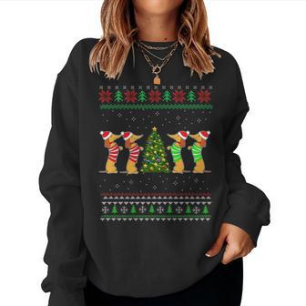 Dachshund Dog Christmas Ugly Sweater Dachshund Xmas Women Sweatshirt - Seseable
