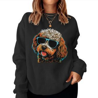 Dad Mom Cool Dog Sunglasses - Cavapoo Women Crewneck Graphic Sweatshirt - Seseable