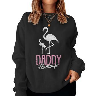 Daddy Flamingo Fathers Day Cute Bird Summer Papa Dad-A Pops Flamingo Women Sweatshirt | Mazezy