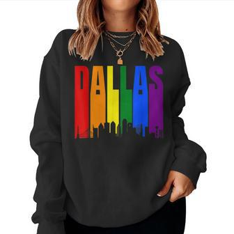 Dallas Texas Skyline Lgbtq Gay Pride Rainbow Sweatshirt | Mazezy