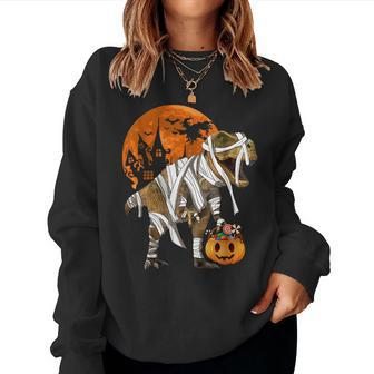 Dinosaur T Rex Mummy Pumpkin Halloween Costume For Boys Kids Mummy Women Sweatshirt | Mazezy