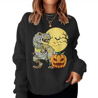 Dinosaur Trex Pumpkin Mummy Boys Halloween Party Costume Mummy Women Sweatshirt | Mazezy