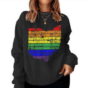 Distressed Ohio Lgbt Rainbow Gay Pride For Men Women Sweatshirt | Mazezy