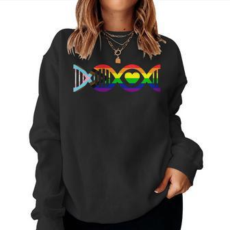 Dna Heart Month Lgbtq Rainbow Lgbt Modern Pride Flag Sweatshirt | Mazezy