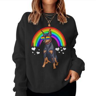 Doberman Pinscher Rainbow Sunglasses Gay Pride Lgbt Women Sweatshirt | Mazezy