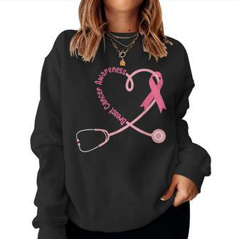 Doctor Nurse Heart Love Pink Ribbon Cute Breast Cancer Women Sweatshirt - Seseable