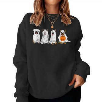 Dog Ghost Halloween Mummy Dog Lover Matching Family Women Sweatshirt - Monsterry UK