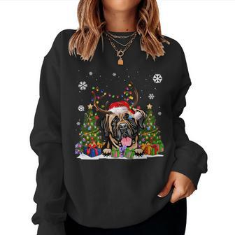 Dog Lovers Cute Mastiff Santa Hat Ugly Christmas Sweater Women Sweatshirt - Monsterry