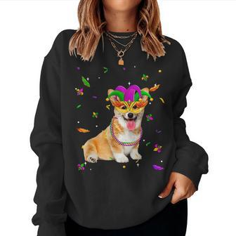 Dog Mom Dog Dad Corgi Cute Mardi Gras For Mom Women Sweatshirt | Mazezy