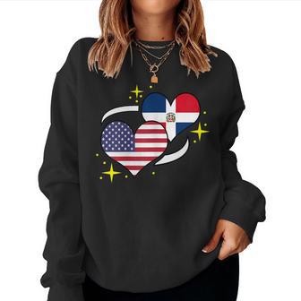 Dominican Republic American Flag Heart Dominican Women Women Sweatshirt - Seseable