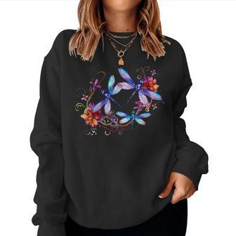 Dragonfly For Women Chakra Color Flower Dragonflies Women Sweatshirt | Mazezy