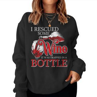 Drinking Wine Alcohol Rescued Women Sweatshirt - Seseable