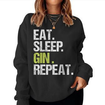 Eat Sleep Gin Repeat Alcohol Lover Christmas Women Sweatshirt | Mazezy