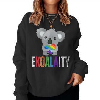 Ekoalaity Koala Rainbow Heart Pride Month Women Sweatshirt | Mazezy