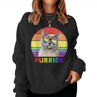 European Burmese Cat Rainbow Gay Pride Lgbtq Women Sweatshirt | Mazezy