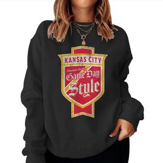 Faded Kansas City Beer Label - Cowtown City Pride Women Crewneck Graphic Sweatshirt - Seseable