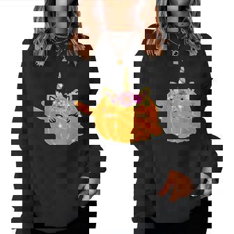 Fall & Autumn Unicorn Pumpkin Halloween Dabbing Halloween Women Sweatshirt | Mazezy